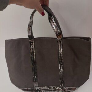 Vanessa Bruno Canvas and sequins Medium Cabas Tote - Anthracite (Dark Gray)